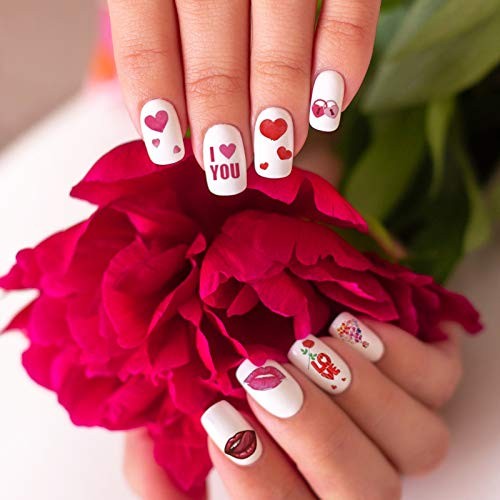 12 Sheets Valentine’s Day Nail Decals Stickers, Self Valentines, 12 Sheets