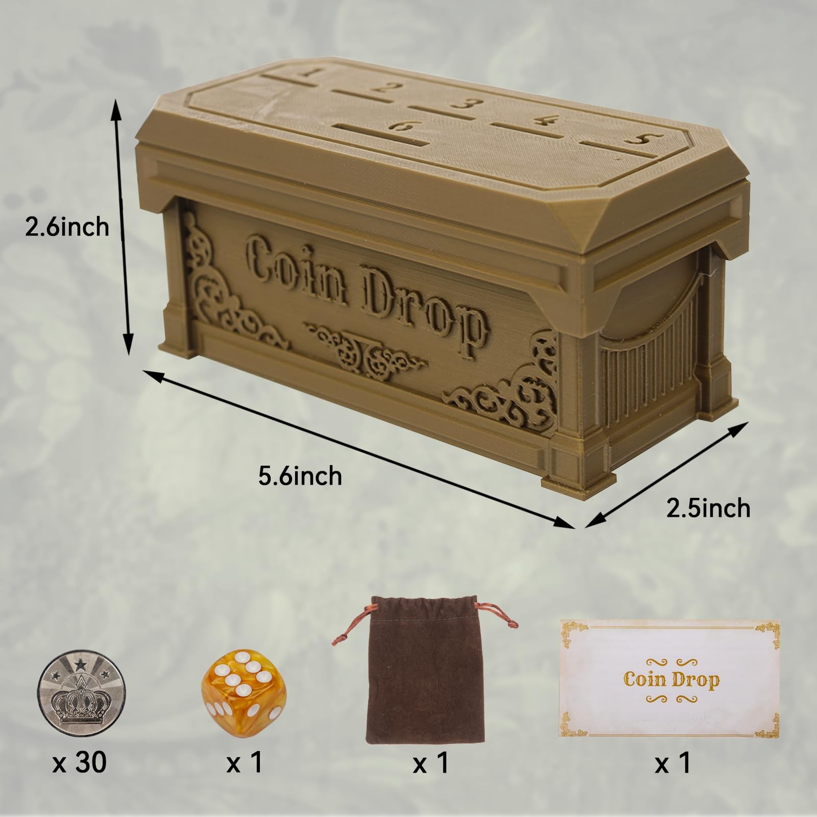 Penny Game with 30 Metal Coins,1 Dice,Coin Drop Game,A Fun Small, Gold