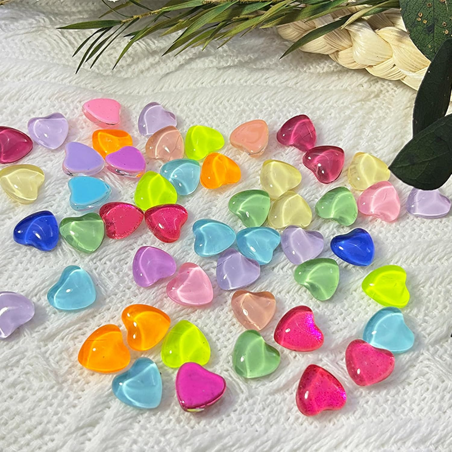 100Pcs Heart Nail Charms Mixed Colors Kawaii Nail Charms 3D Resin Love Hearts Rh