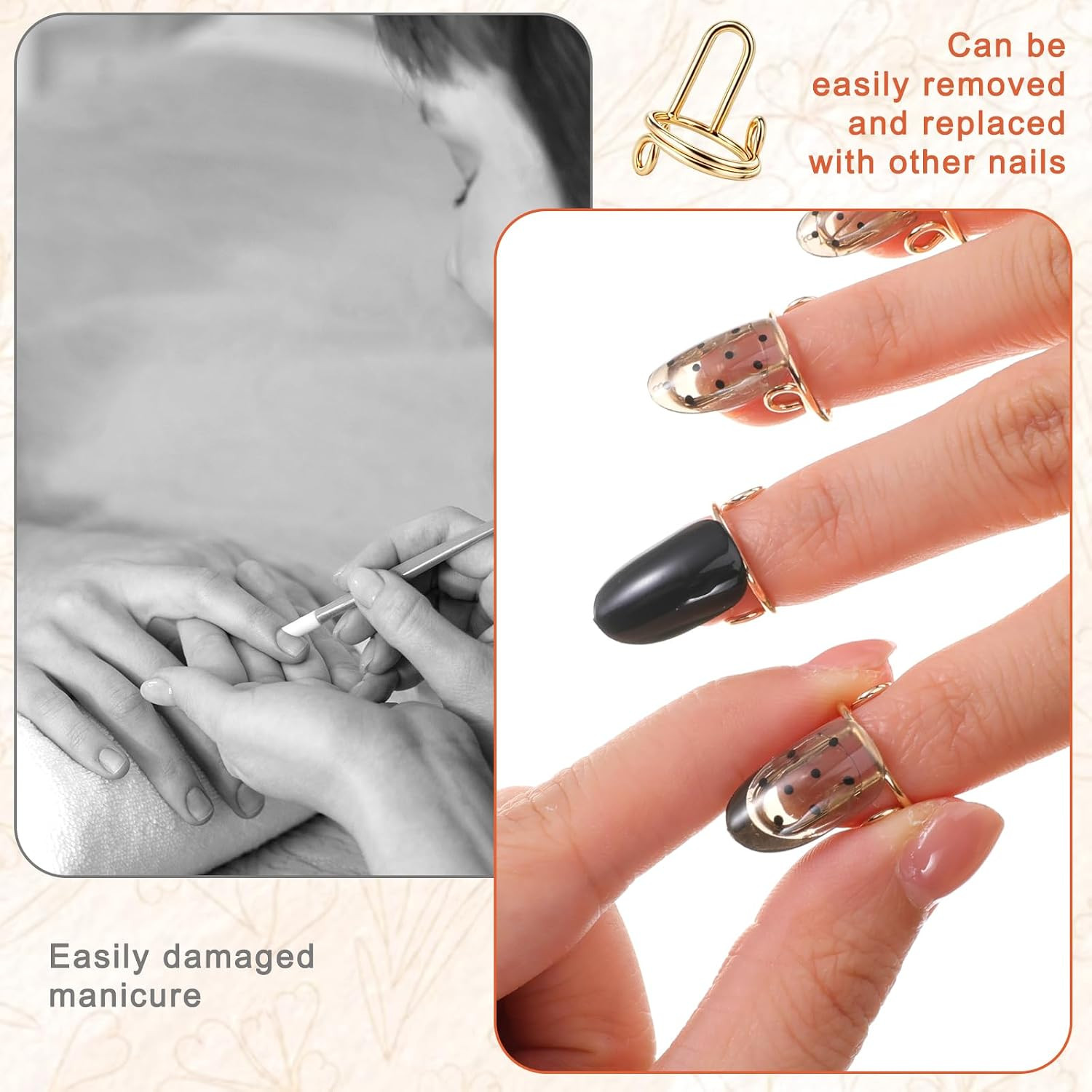 20PCS Wudu Nail Rings with 120PCS Adhesive Tabs Adjustable Nails Ring Reusable