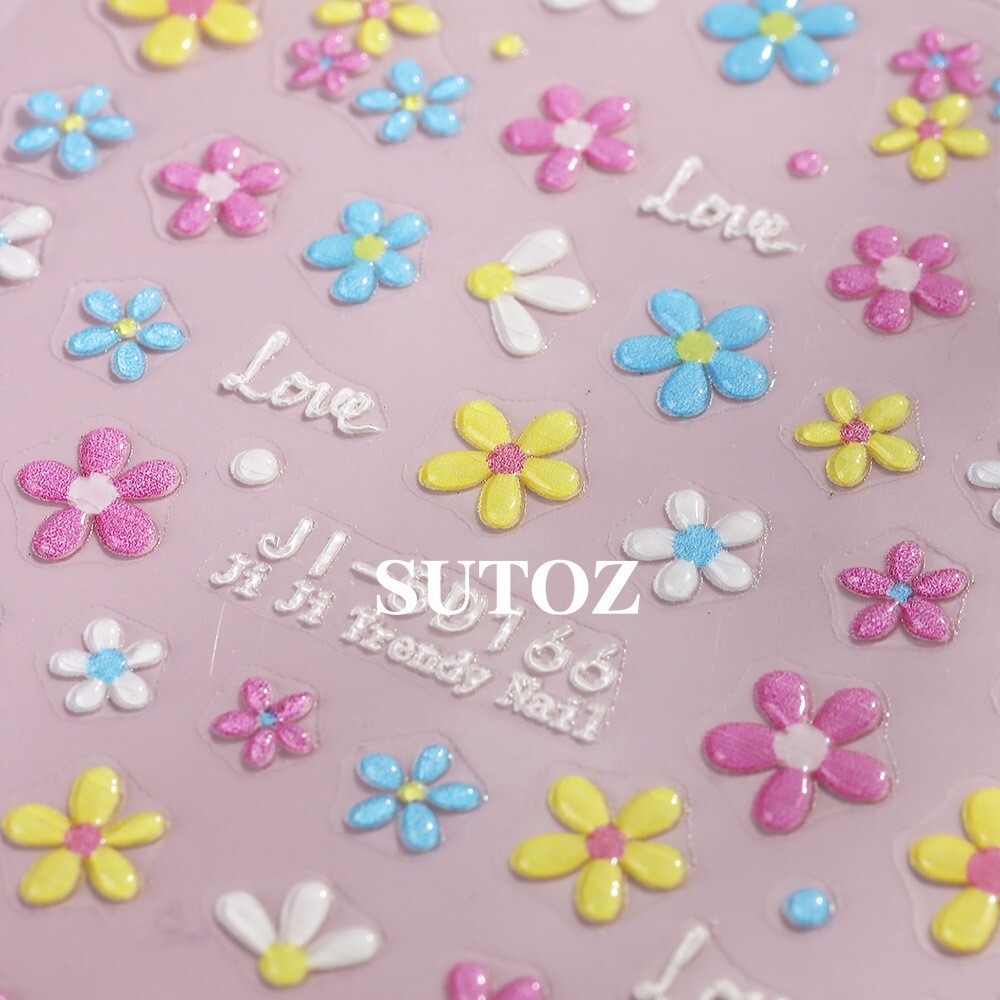 2Pcs 3D Nail Art Stickers Daisy Flower Bride Decals Decoration JI166/167 NH29