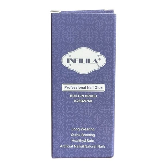 INFILILA Professional Nail Glue 0.23oz 7ml Brush-On Quick Bond for Acrylic & Art