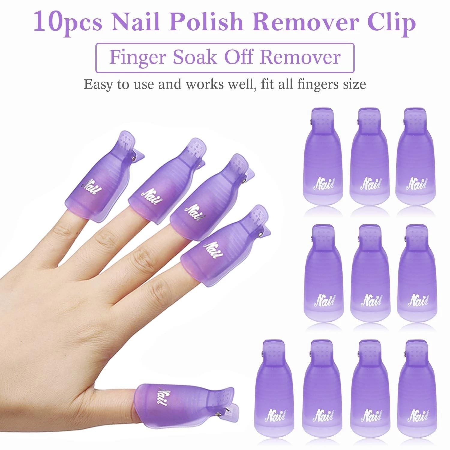 Yimart Nail Art Soak Off Clip Removal Clamp Set – Specialized Purple, Pink