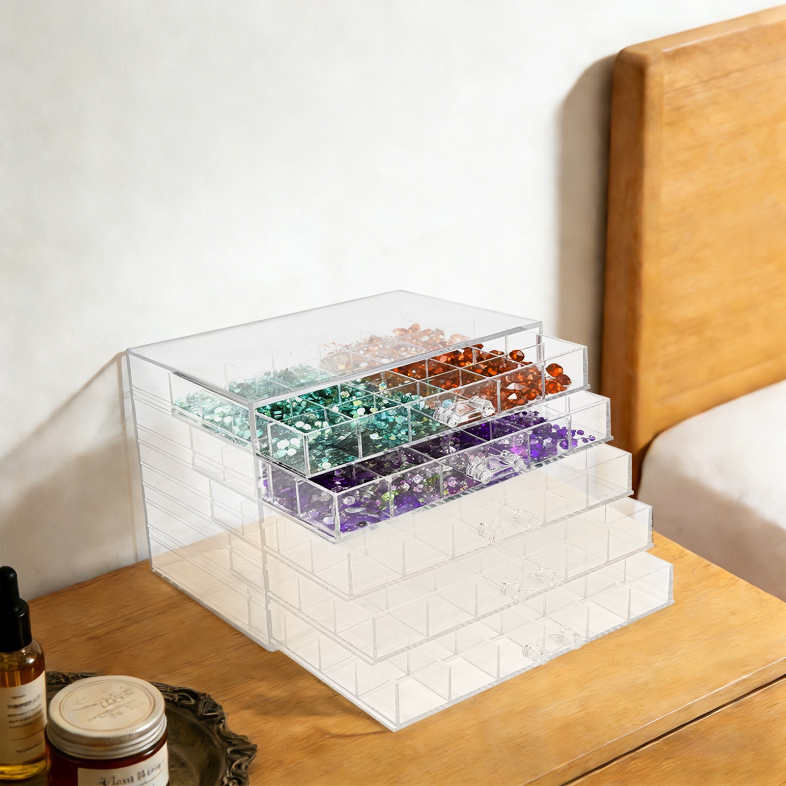 Earring Storage Box Organizer Acrylic Jewelry Storage Box Holder 5 Drawers