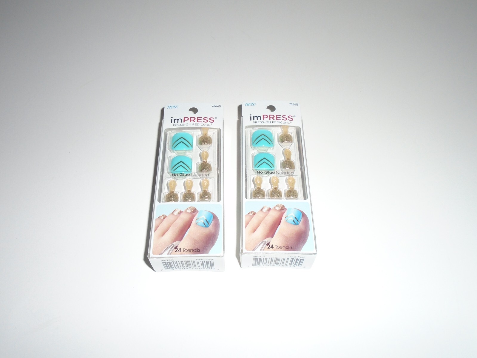 imPress Press-On Pedicure 24 Toenails Fancy Feet Glitter 2 Boxes New