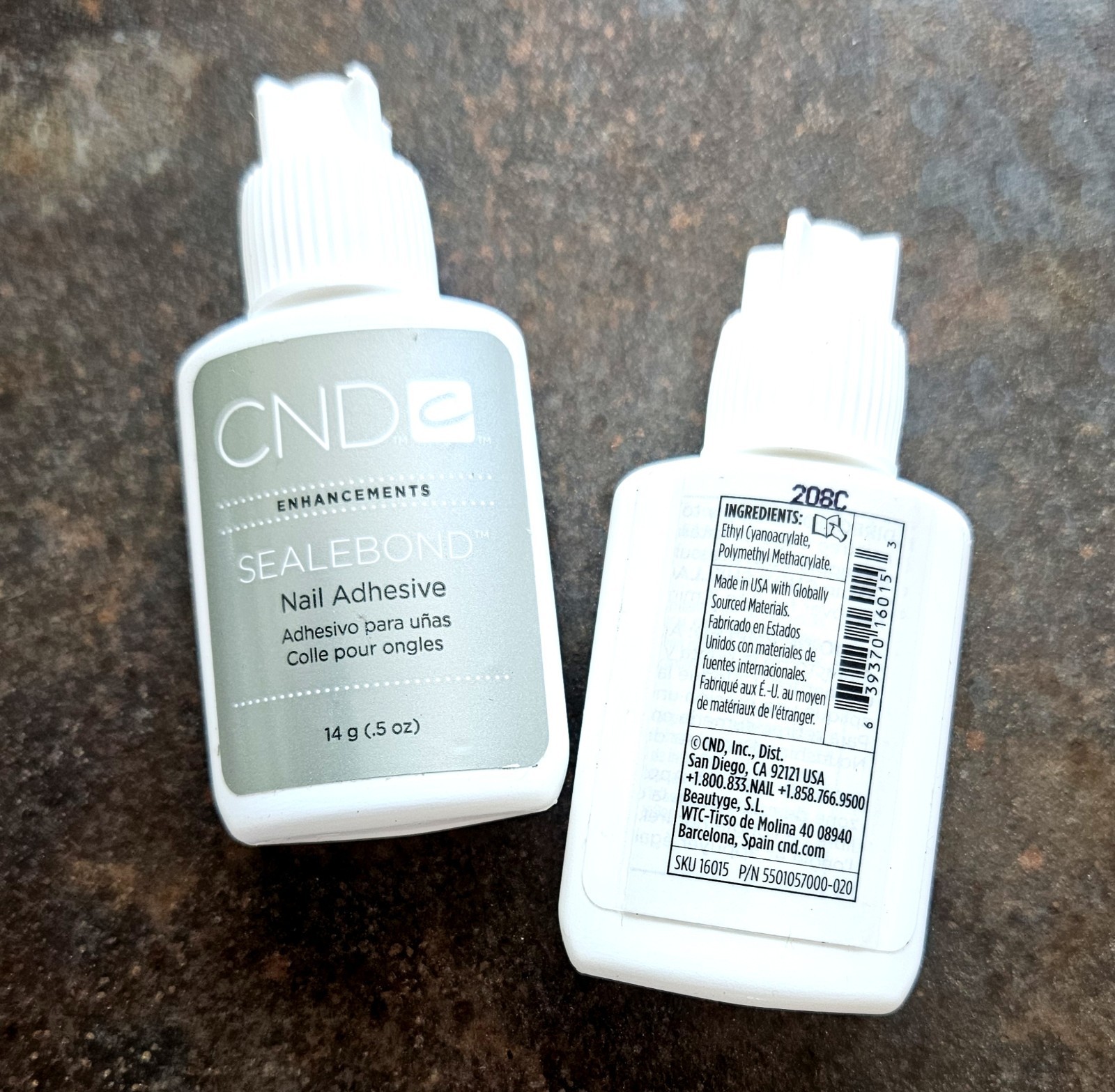 (2) CND Enhancements Sealebond Nail Adhesive .5 oz each NEW!