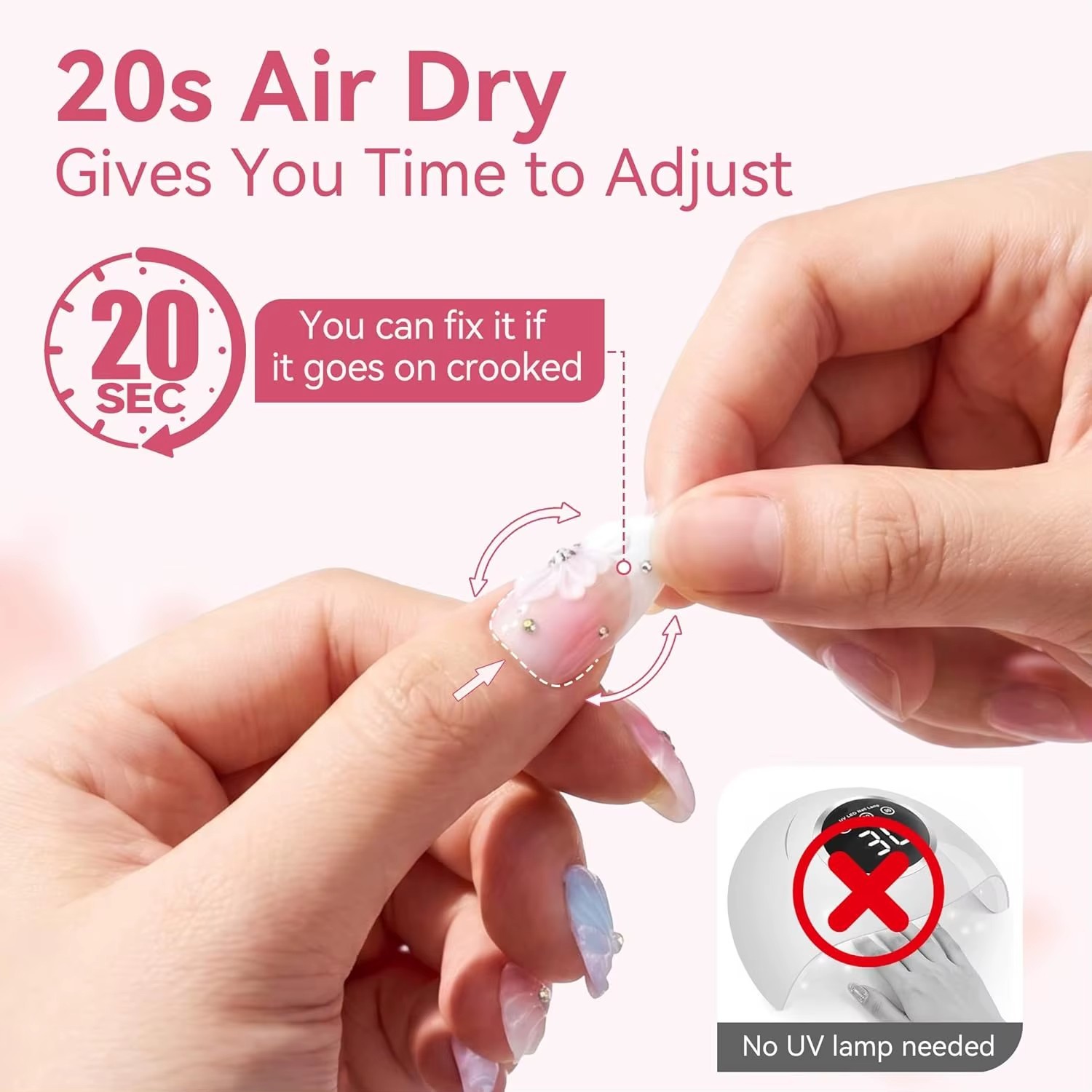 Nail Glue Remover Kit 10g Semi-Solid Air Dry 20s Adjustable 15ML Acetone-Free