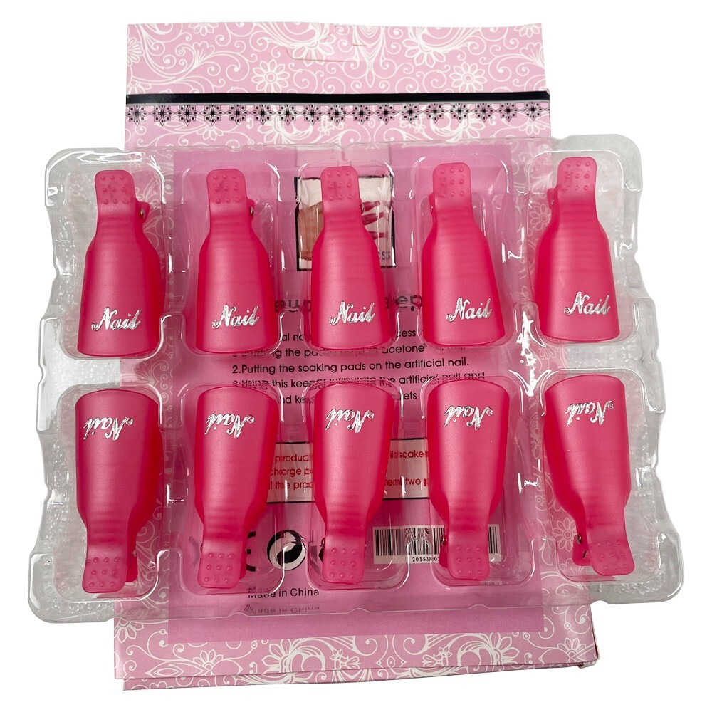 Nail Remover Finger Caps Remove Nail Gel Polish Nail Art Tools Pink 10pcs Set
