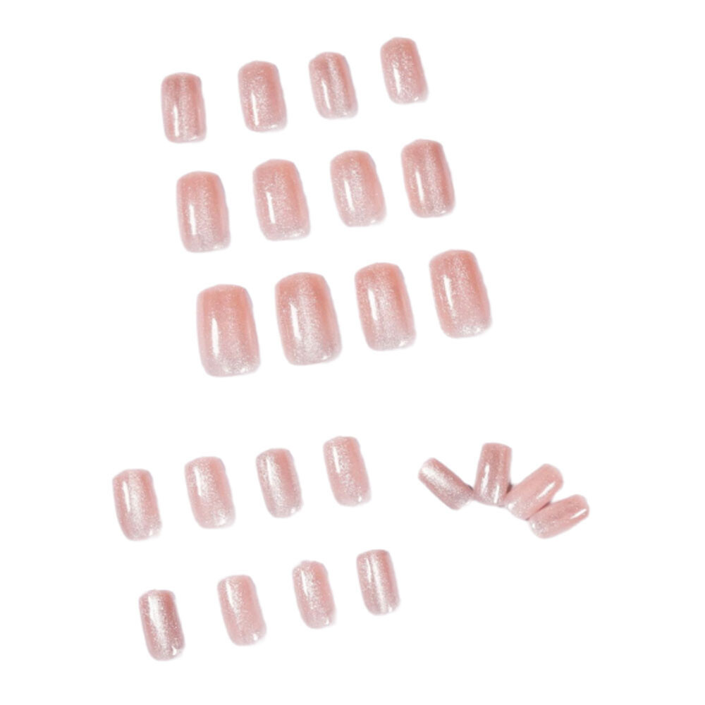Diamond Cat Eye False Nails Medium Square Press on Nails for Nail Art 24pcs
