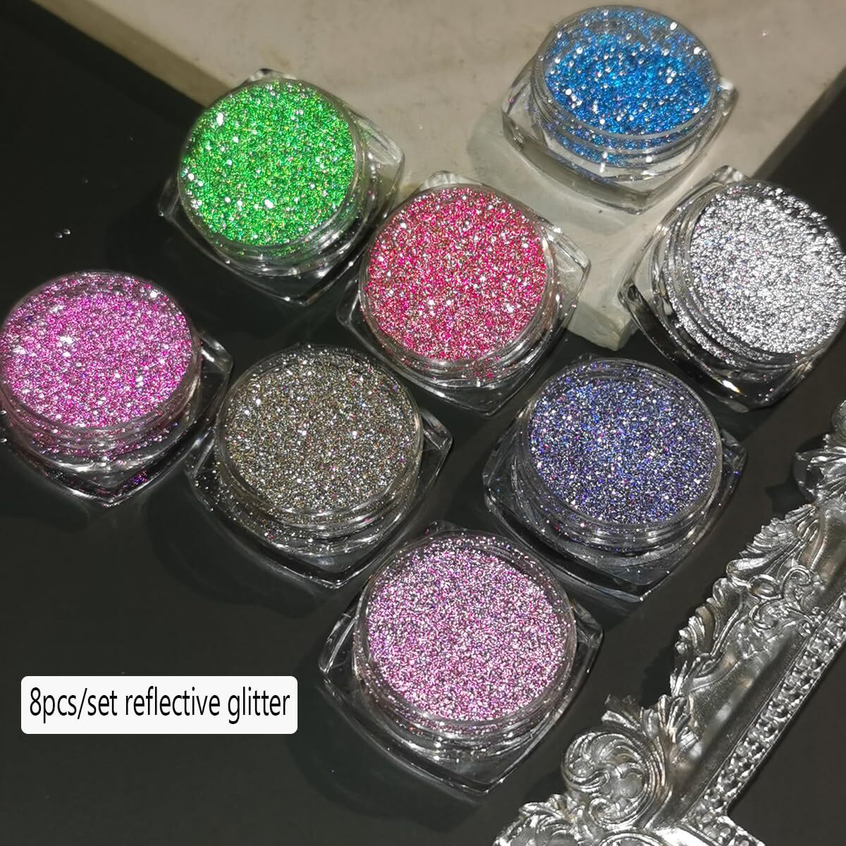 6 Jars Mermaid Chrome Nail Art Powder Aurora Mirror Holographic Manicure Glitter
