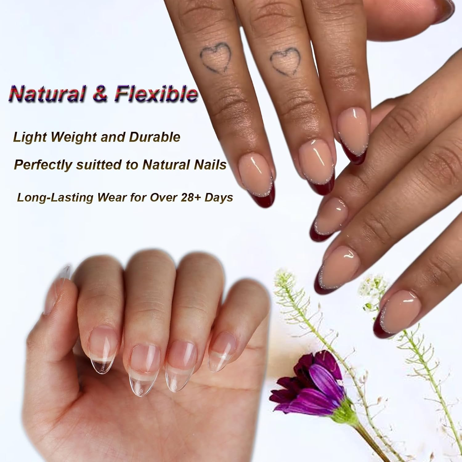 Gel X Nail Kit Almond, 552Pc Short Nail Tips with U V Lamp, 5 in 1 UV Glue | Pre