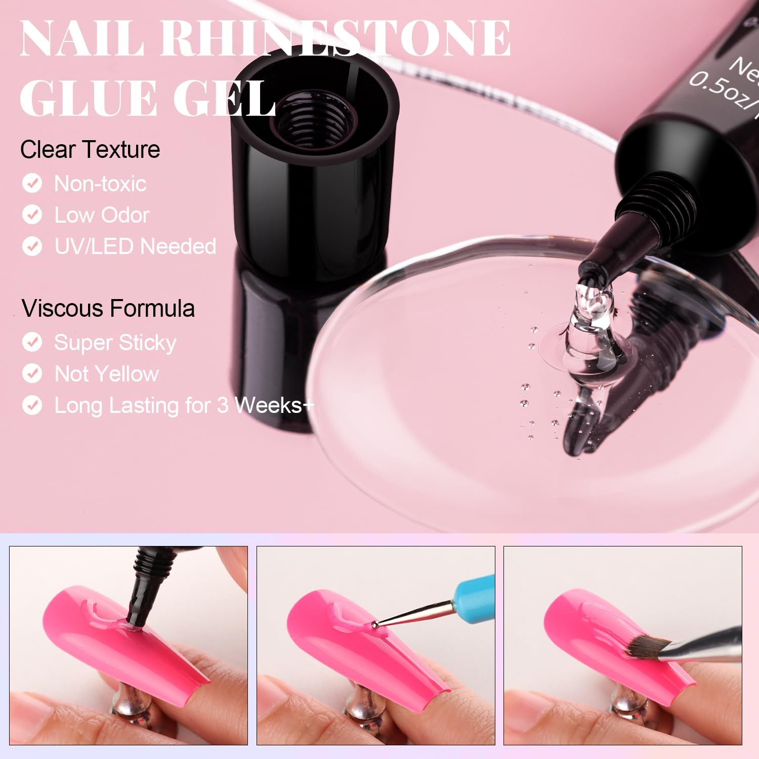 3D Flowers Nail Charms and Gems Nail Flowers with Rhinestone Glue Gel