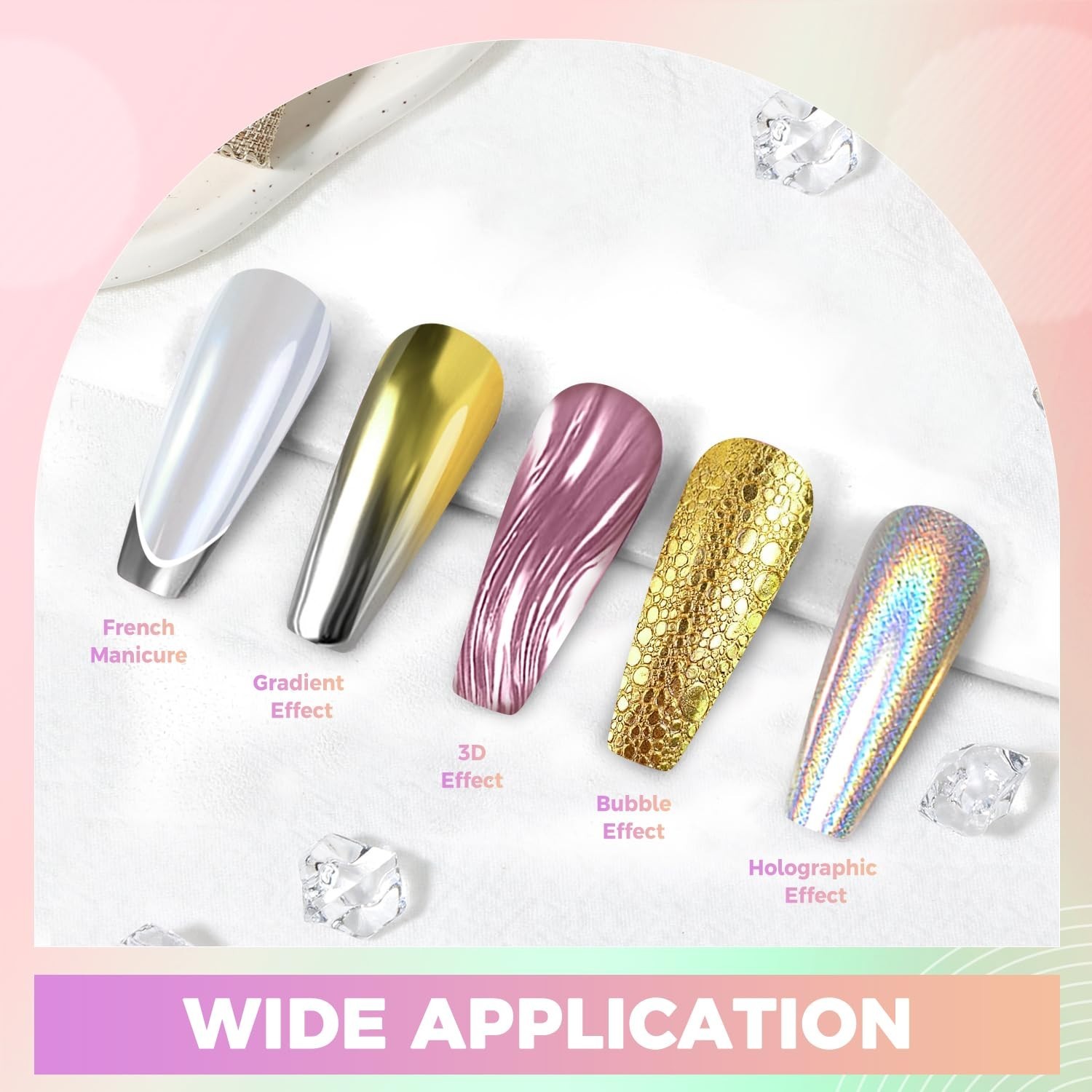 Chrome Nail Powder Palette – Iridescent Holographic Shine & Style