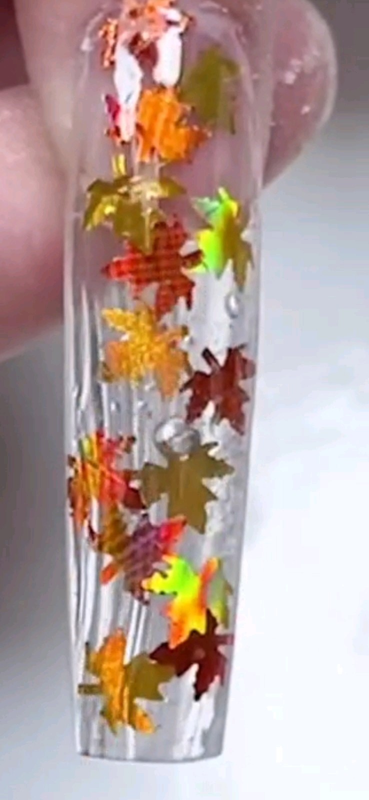 Autumn Maple Leaf Nail Sequins Glitter 3D Nail Flakes Green, Red,gold,brw (1tsp)