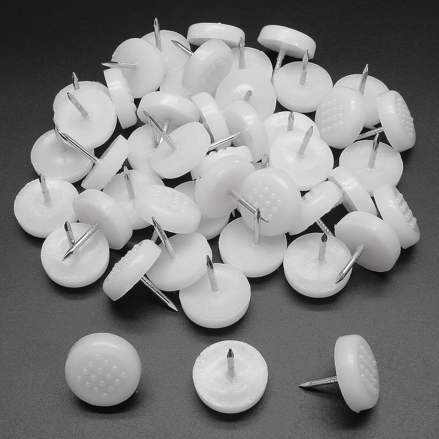 100 Pcs White Nail on Furniture Glides, 19mm/3/4 Nail Furniture Pads, Nylon Plas