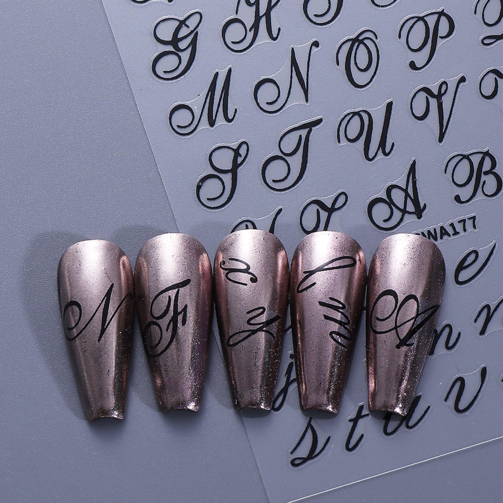 4 PCS 3D Old English Letter Nail Art Stickers Gold Blue Red Black Decals