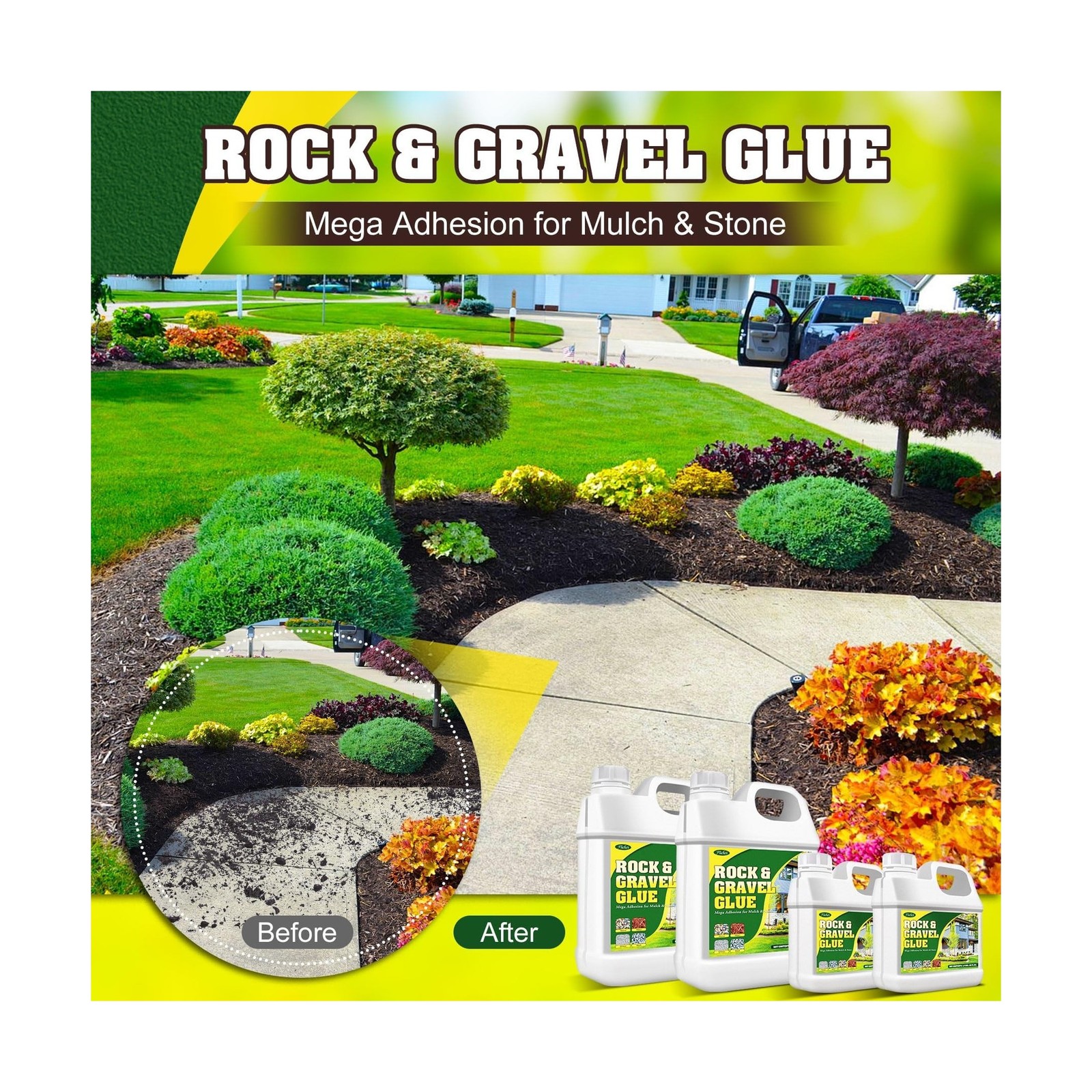 Rock Glue, Mulch Glue 1 Gallon / 128oz – Fast Drying and Long Lasting Pea Gra…