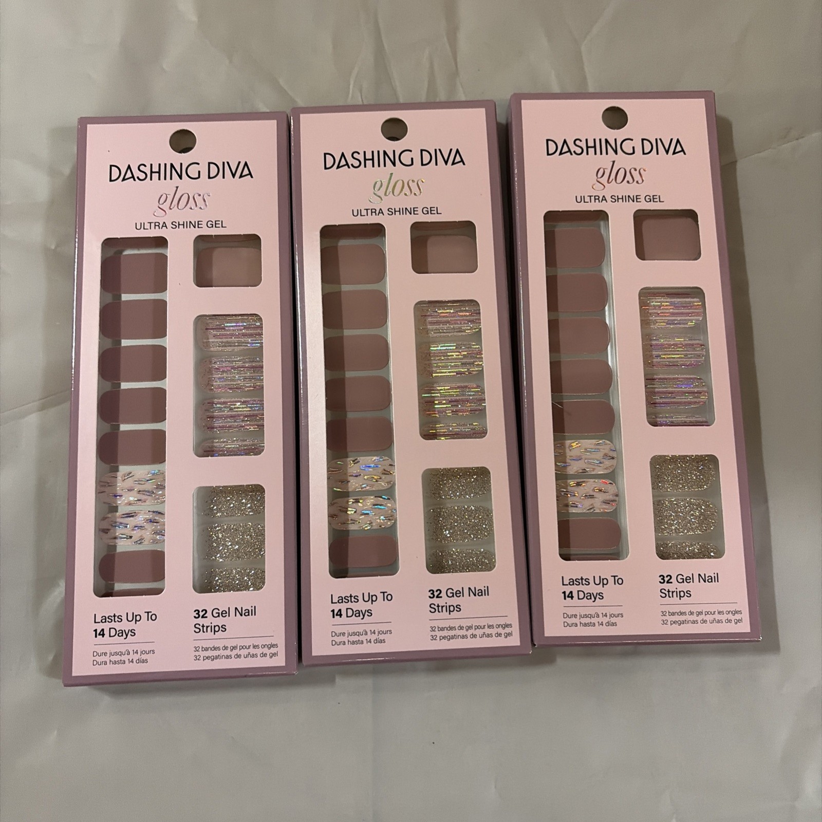 Dashing Diva Gloss Ultra Shine Gel Palette. After Glow 32 Nail Strips Each X 3