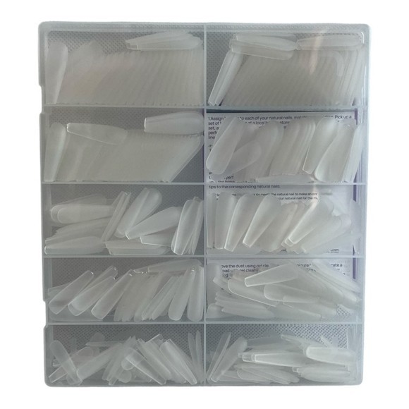 BTArtBox 500pcs Long Ballerina Coffin Nail Tips Clear Pre-Buff Korea ABS NIB
