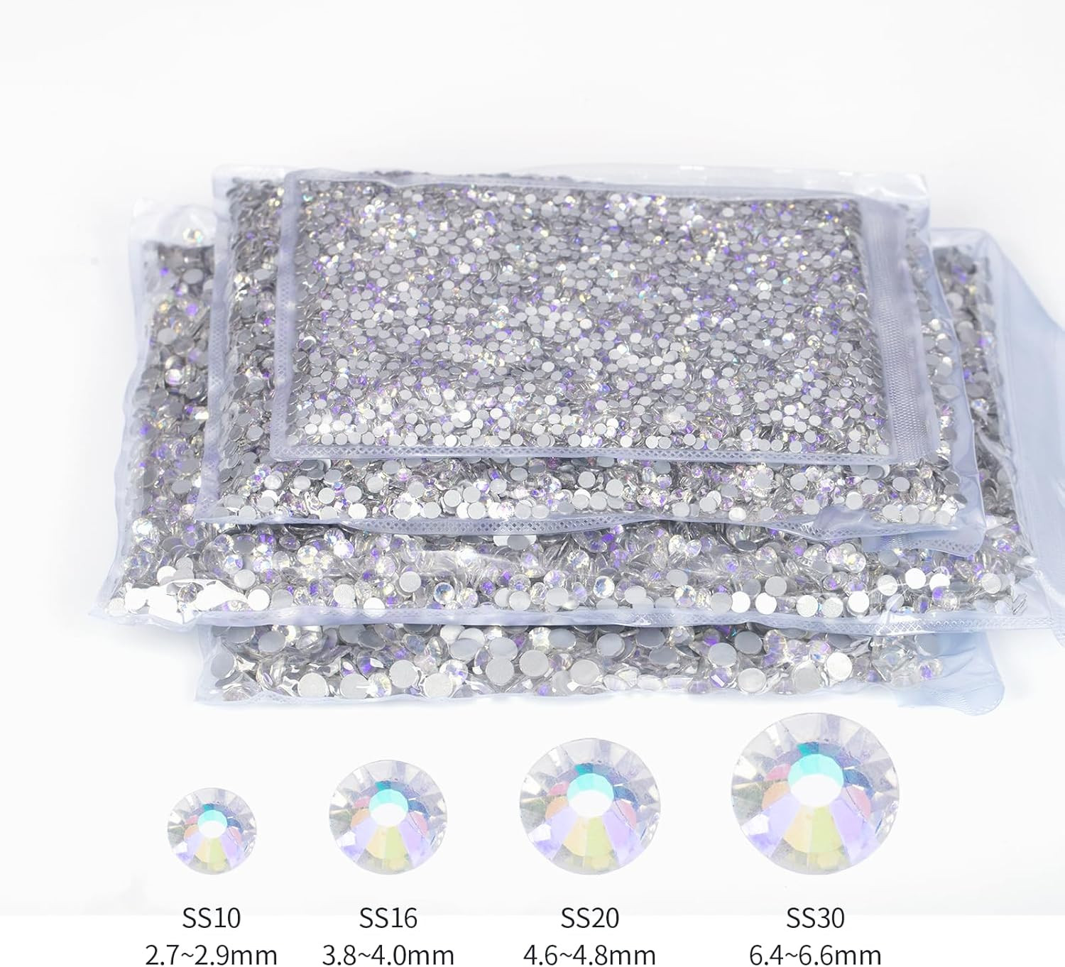 10000PCS Moonlight Rhinestones Bulk, Flat Back Crystal Glass Stone round Gems,Ss