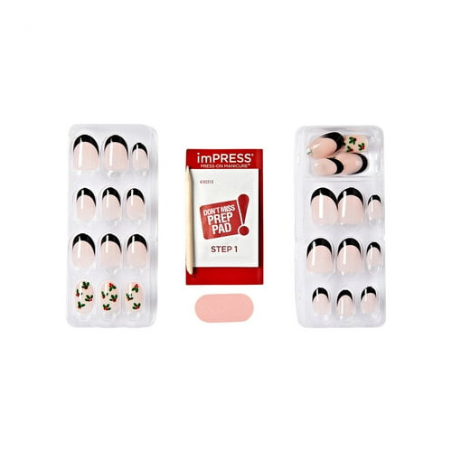 KISS imPRESS Press on Nails, Soft Glowing Snow, Beige, Short Oval, 30 Count NEW