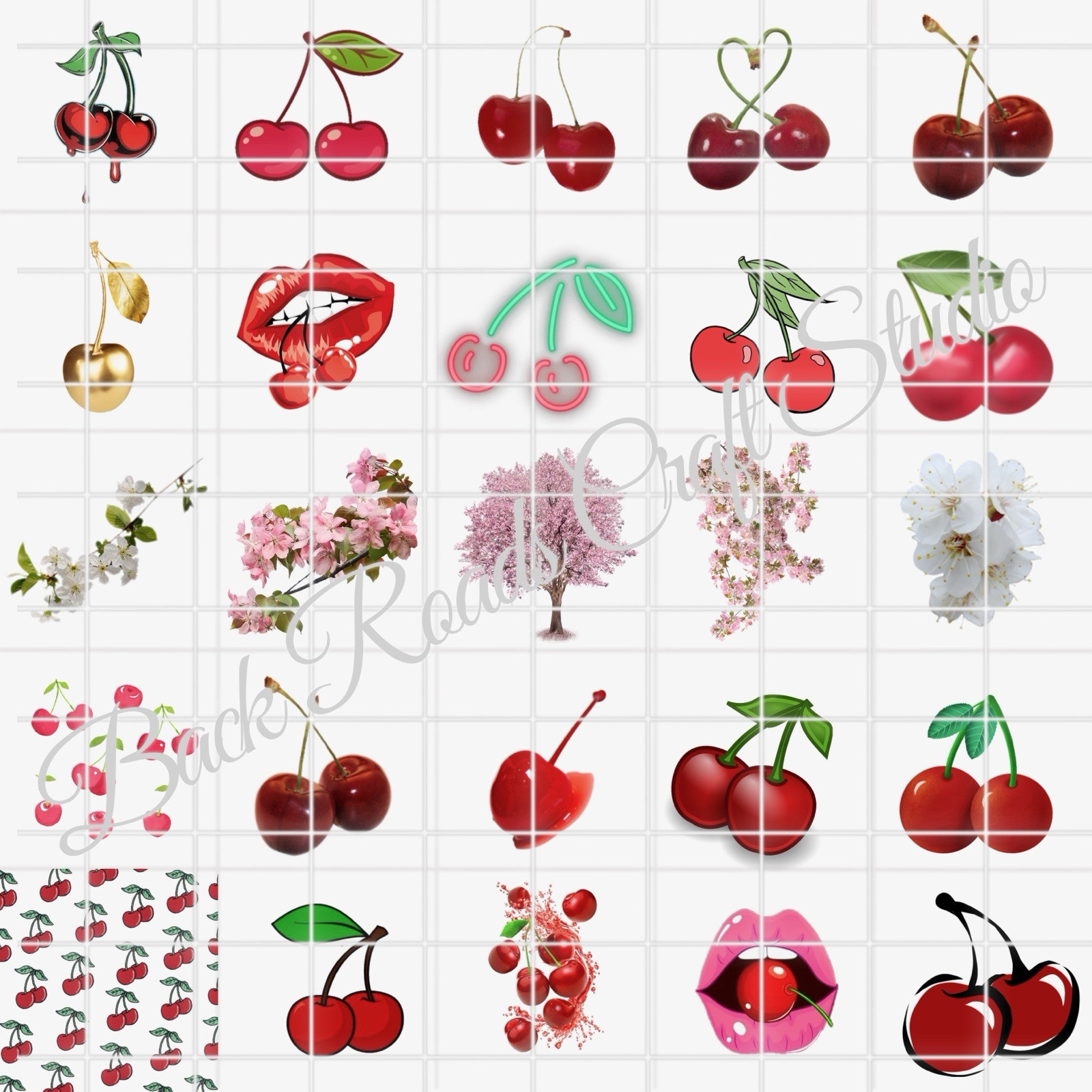 Cherries Waterslide Decals For Finger Nails, Hot Wheels, Etc (set of 50) KS