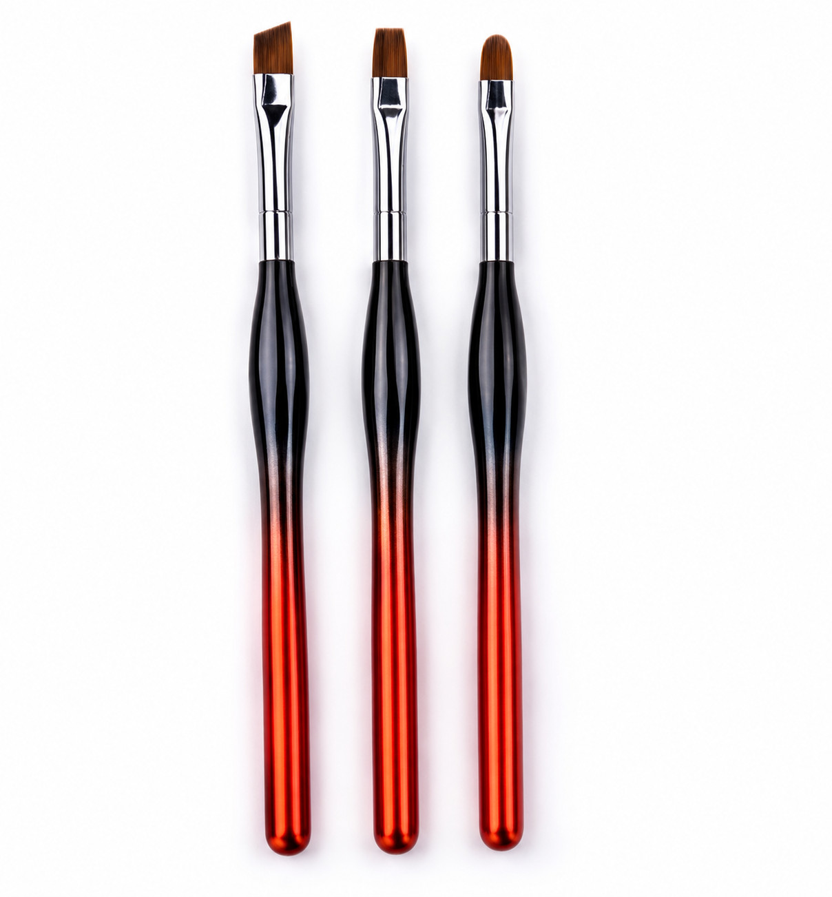 3 PCS #6 Gray-Orange Gradient Plastic Handle Nylon Gel UV Nail Brush Set 80003