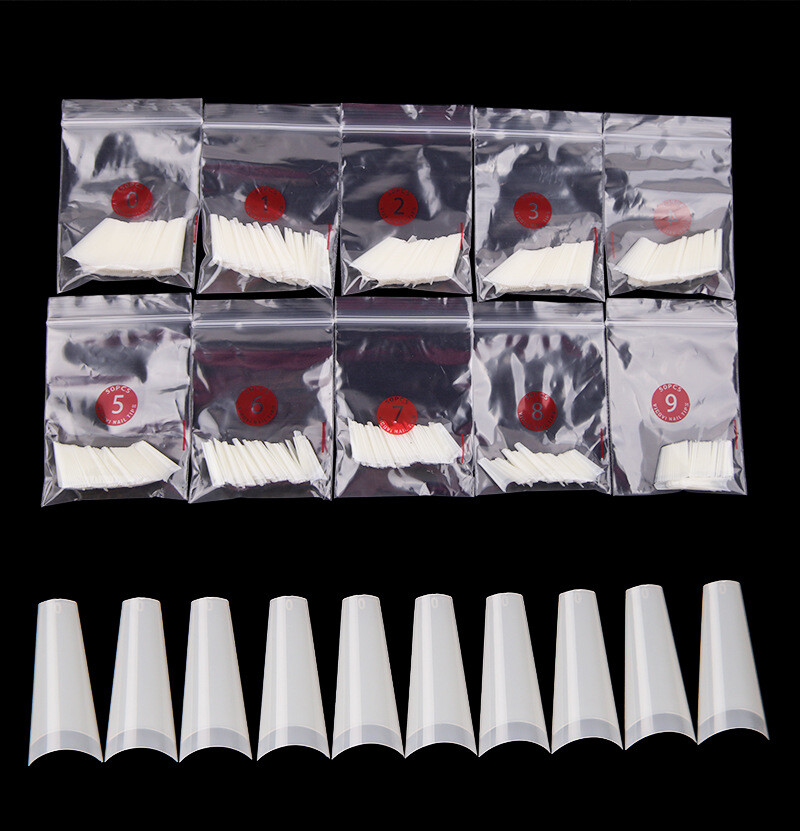 1000 Pcs Natural Seamless C Curve French Half Cover Acrylic Nail Art False Tips