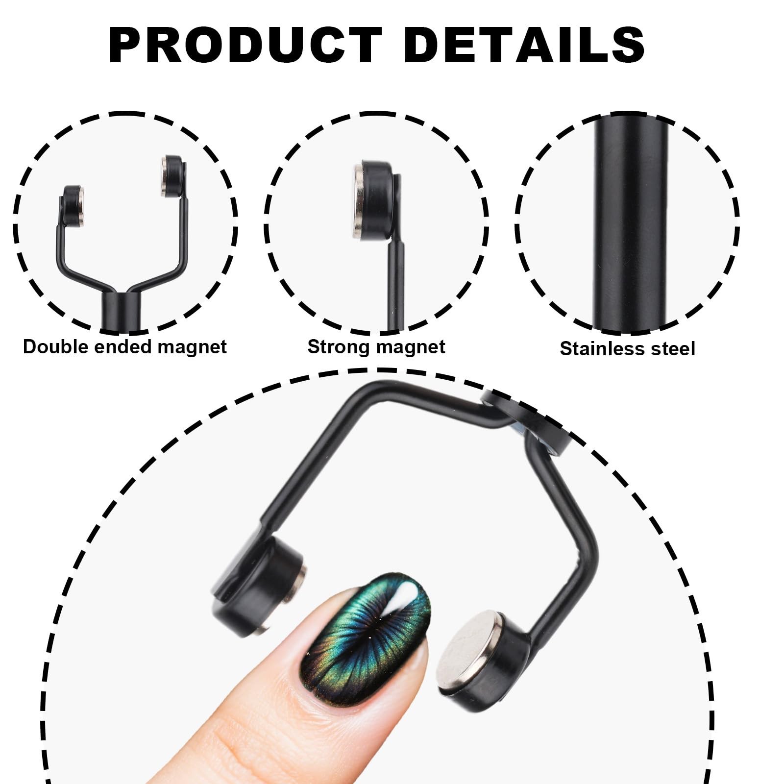 3 In 1 Cat Eye Magnet Y-Shaped Double Head Nail Magnetic Wand Nail Art Tool