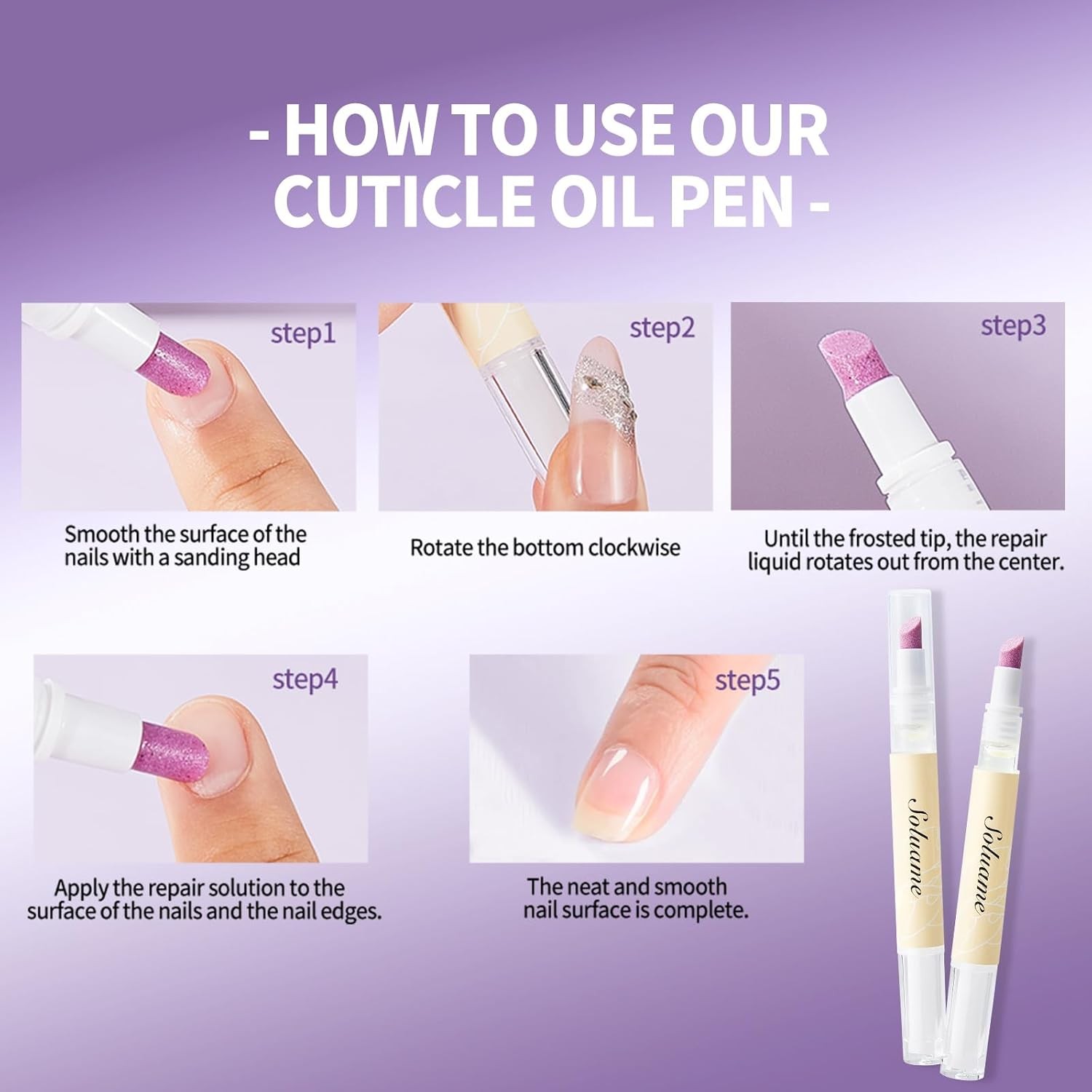 45° Ceric Cuticle Oil Pusher Pen -act Cuticle Oil Pen ntly