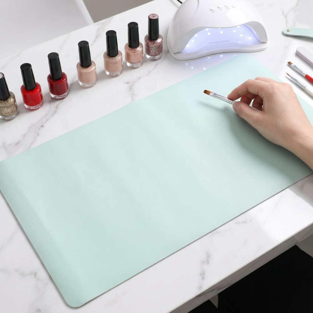Manicure Desk Mat for Table, 31.5×15.75″ Rubber Manicure Table Pad, Foldable