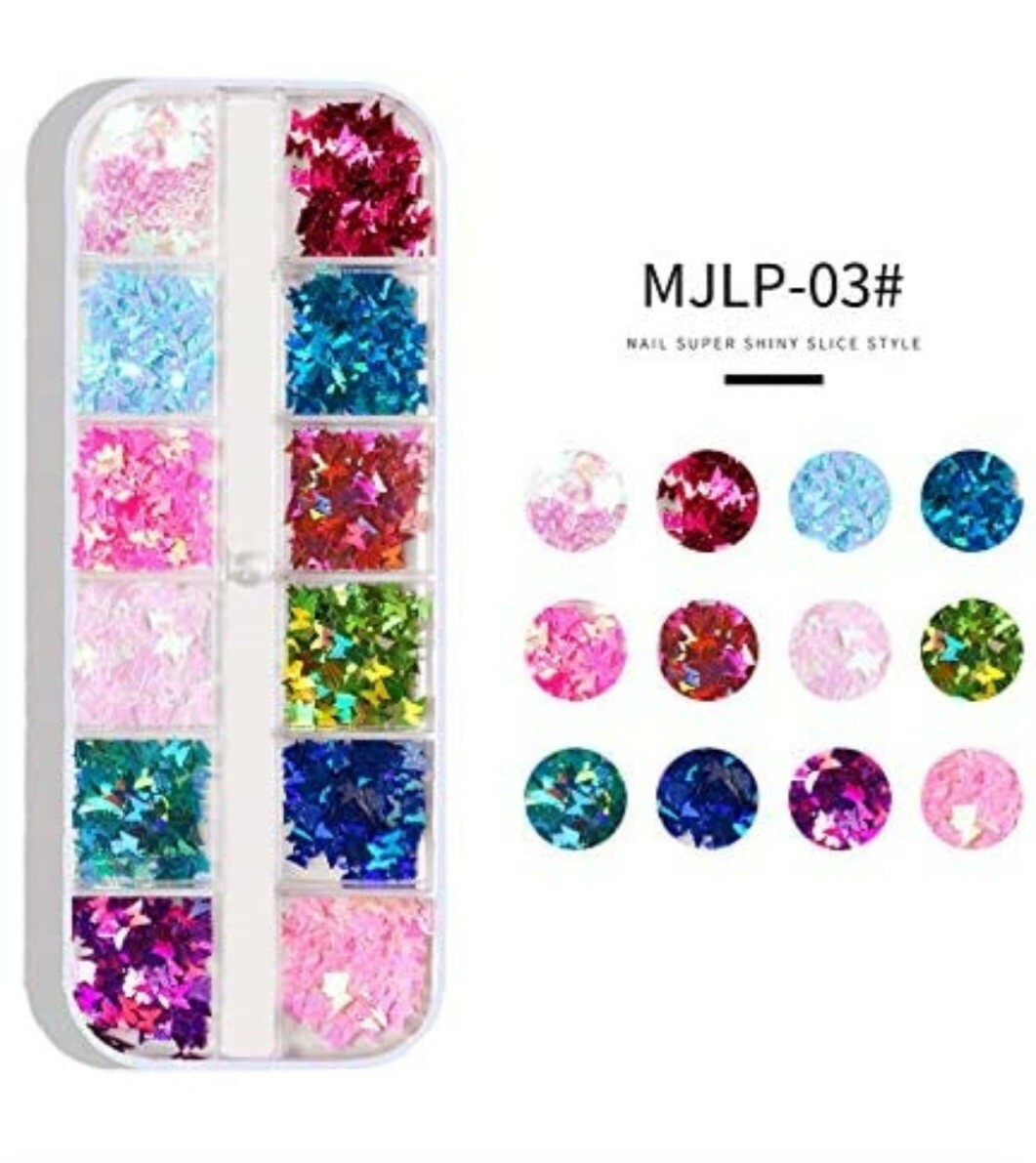 8 boxes Nail Glitter 3D Sequins by Artdone Butterfly Heart Manicure Art Acrylic
