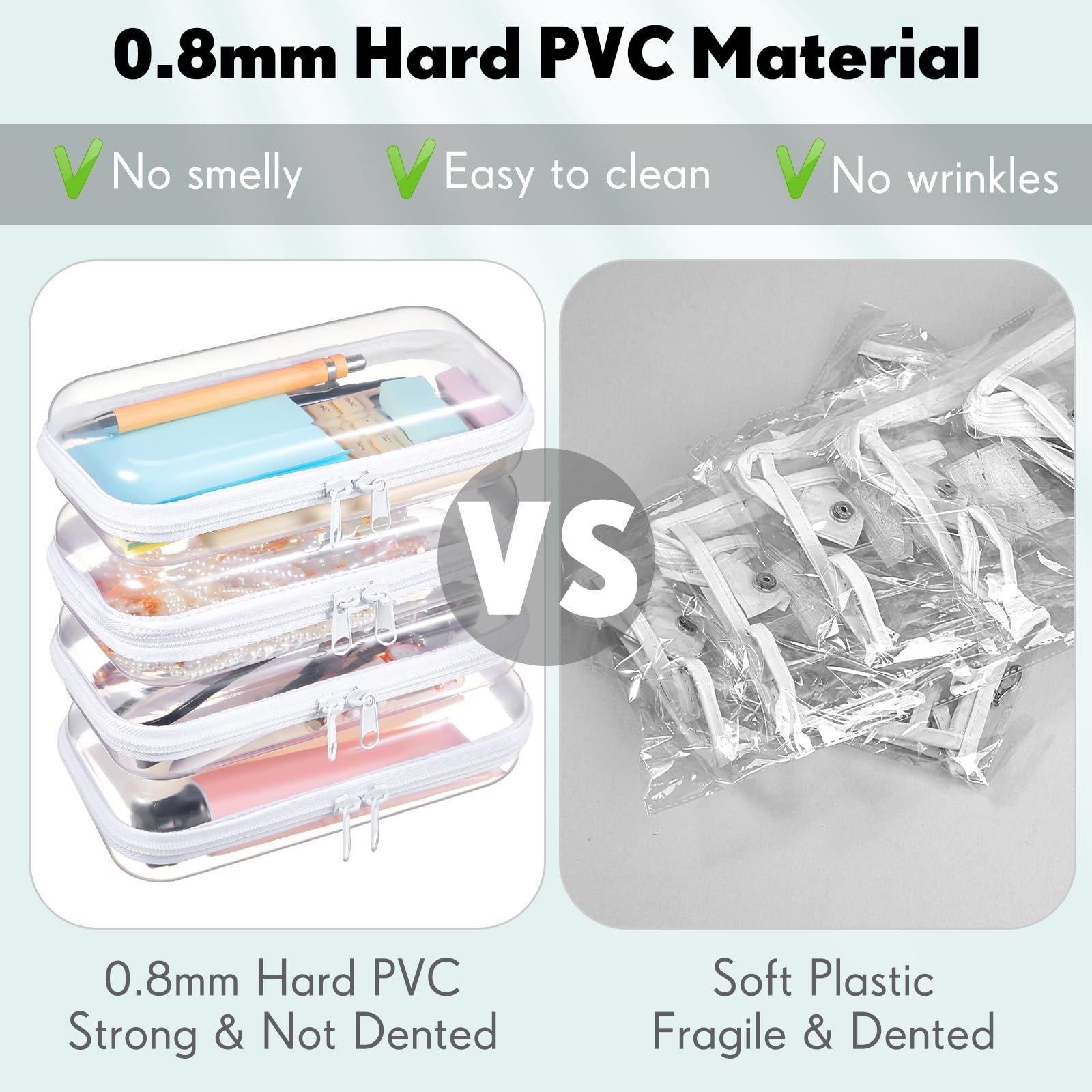 Sanwuta 10 Pcs Hard Zipper Case Clear Hard Pouches Plastic Zipper Pencil Box …