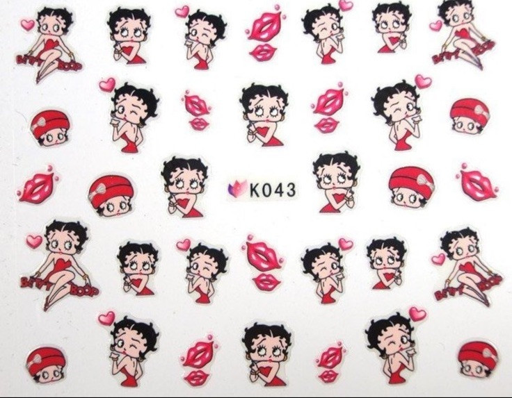 Betty Boop 3D Nail Art Sticker Decal USA Seller Free Fast Ship All SET 5 PCS
