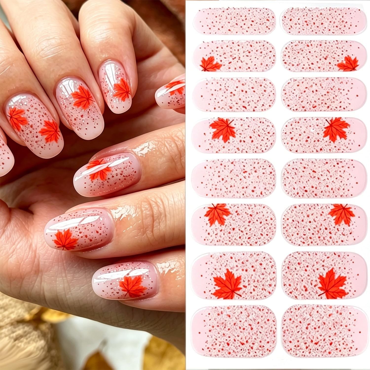 Autumn Nails Wrap Stickers Maple Leaf Nail Polish Stickers | Fall Nail Polish…