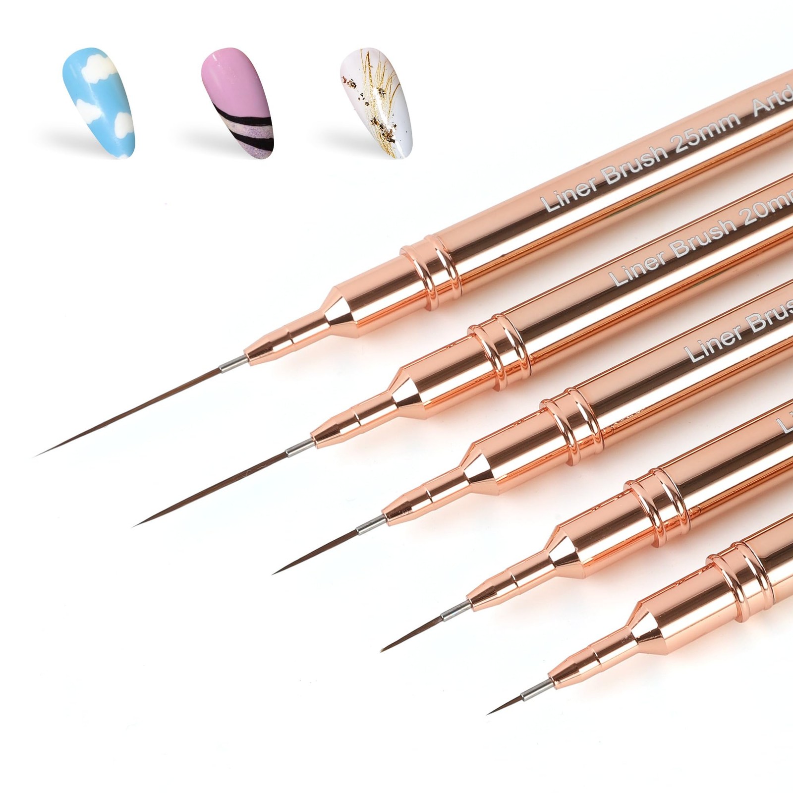 Artdone Metallic Nail Art Pens, Liner Brushes Set, 5PCS Copper Color