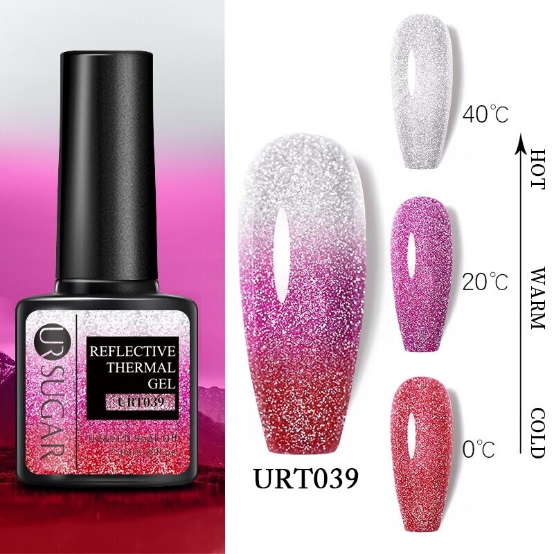 Nail Art 3D Color Thermal Changing UV Gel Polish sparkle Glitter Nail Gel Polish