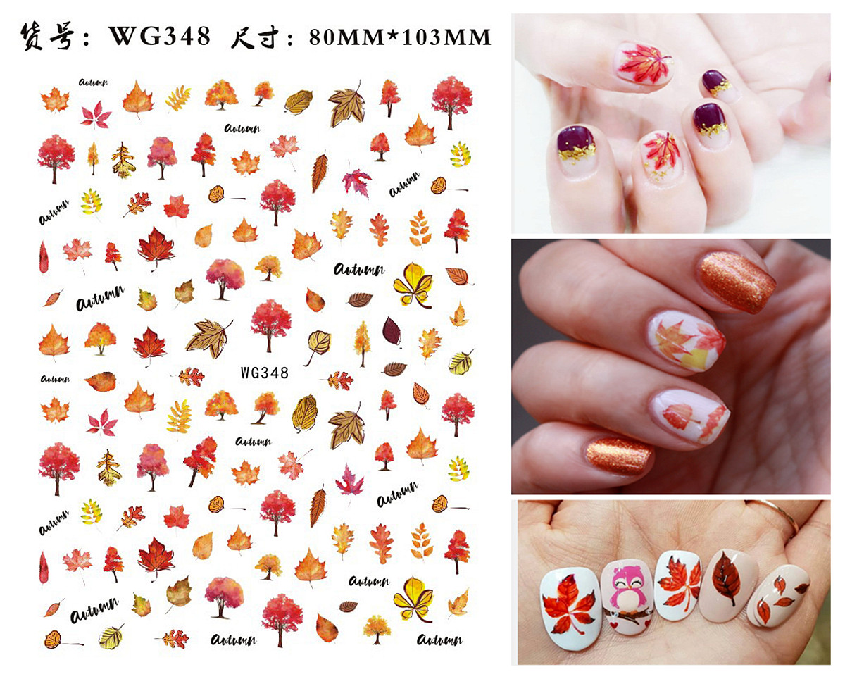Maple Leaf Nail Sticker Thanksgiving Pumpkin Turkey Squirrel Fruit