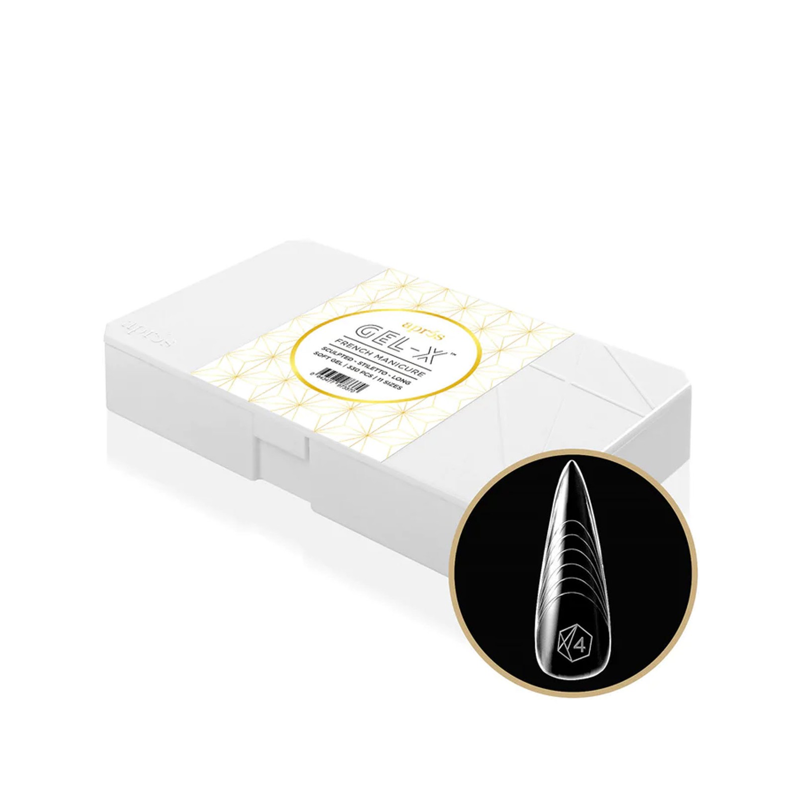 Apres French Manicure Gel-X Tips – Sculpted Stiletto Long (330 pcs)