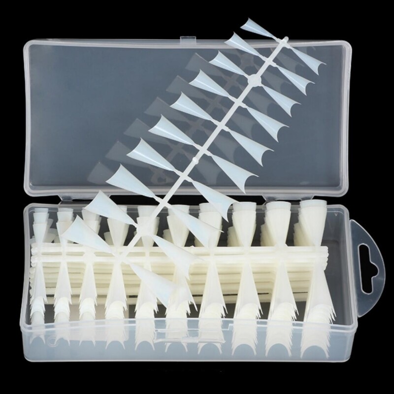 500PCS Half Cover French STILETTO FALSE NAILS Salon Manicure DIY Extension Tips