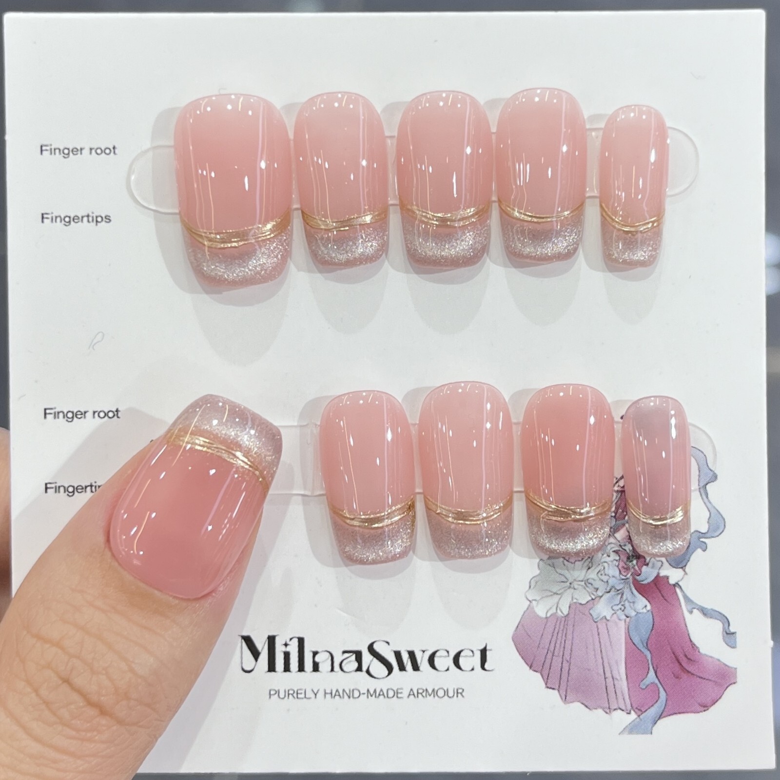 Handmade Press on Nails 10 pc set .+5 Pieces Nail Stickers