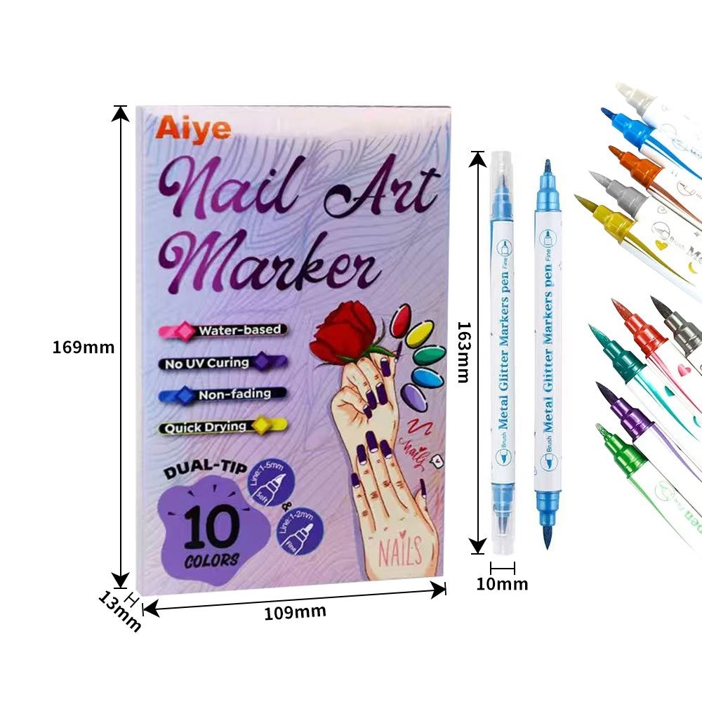 Nail Art Marker Pens Set with Vibrant Colors DIY Patterns for Professional JQ