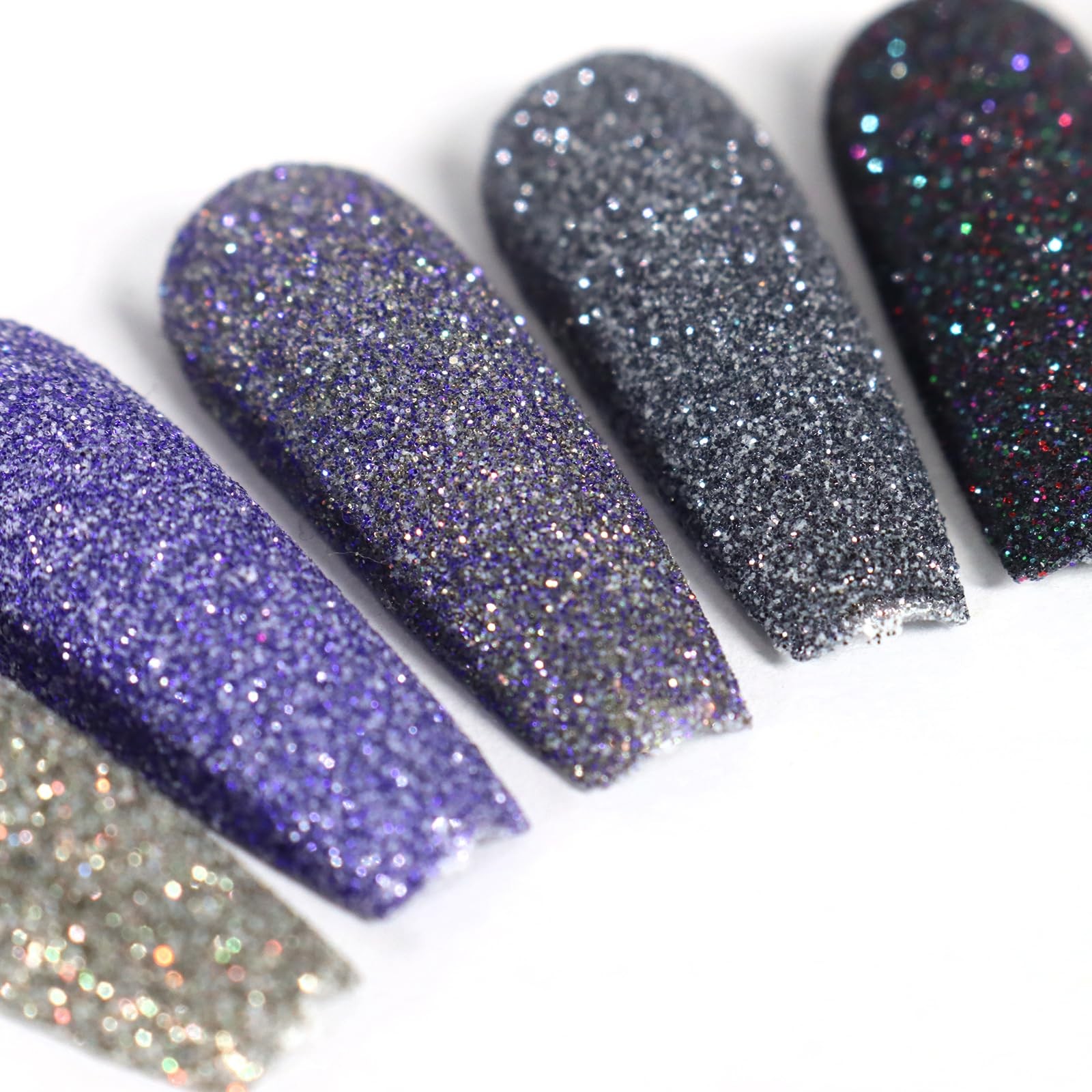 12 Colors Nail Glitter Powder Shining Sugar Effect Glitter Black White Dust S…