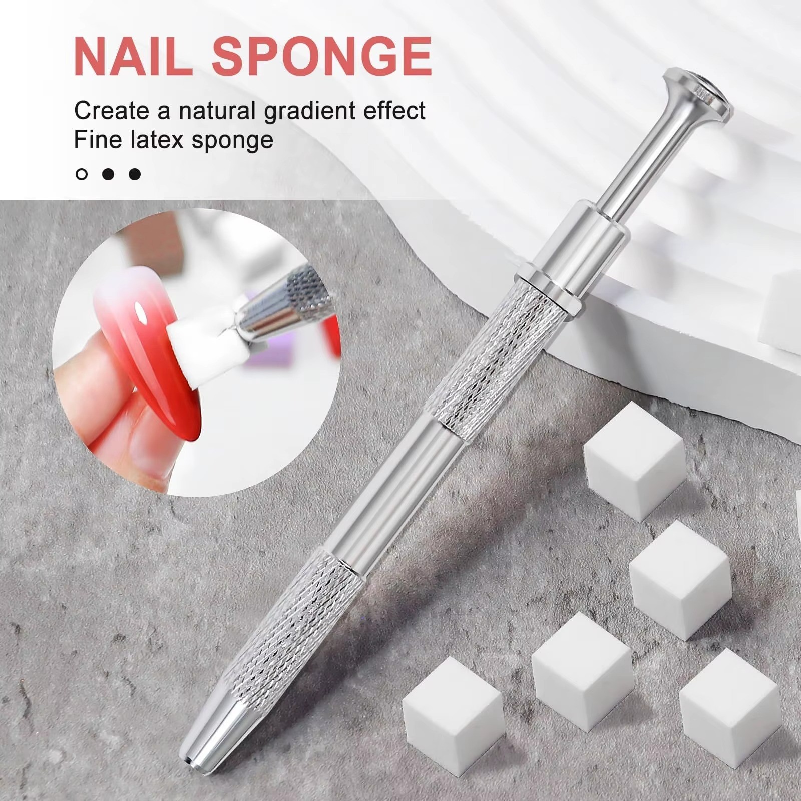 200PCS Soft Ombre Nail Sponges + 2 Grabber Pens – Gradient Manicure Kit