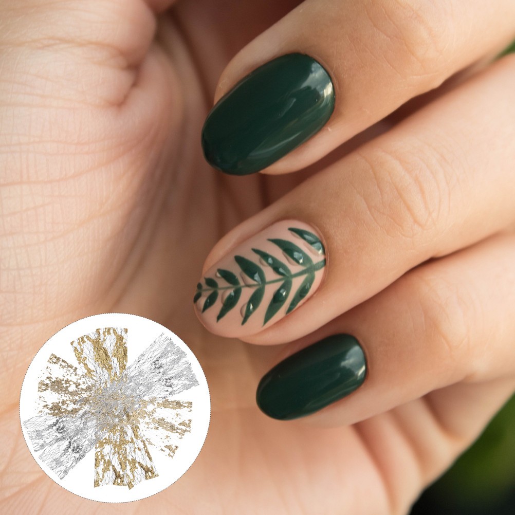6Pcs Nail Art Flat Tips Gold Foil Assorted Color DIY Manicure Decor