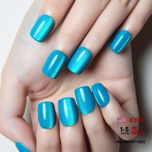 Lake Blue Cat Eye Short 30 Ounce (Pack of 1) 30Pcs-Short Square-Lake Blue-0868