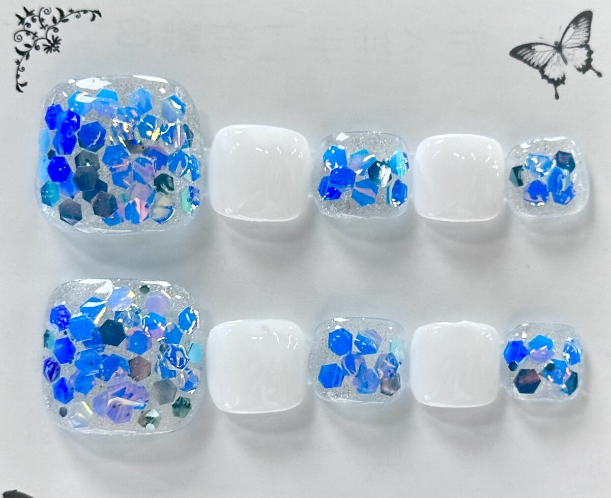 Manicure Handmade Press On Nails 10pc Reusable Artistic Design DIY Long Square