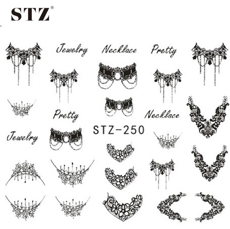 Nail Stickers Black Lace Mesh Open Work Minimalist Elegant Nails Gothic Tassel