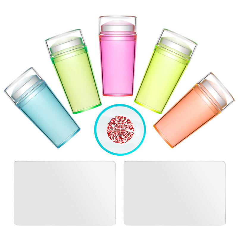 Clear Jelly Nail Art Stamping Transfer Stamper Scraper Plate Manicure Tool Kit