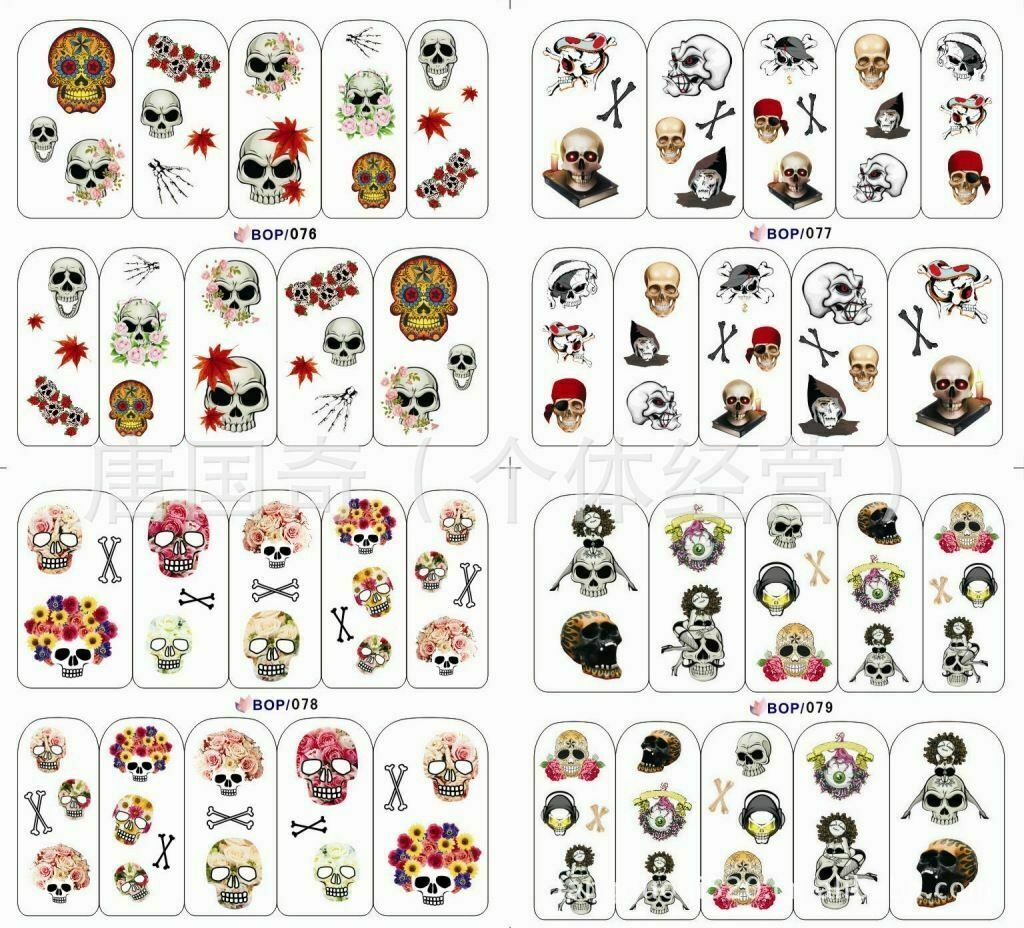 1PC 4SETS DIY Christmas Halloween Bow Nail Art Wrap Sticker Decals Adhesive Gift